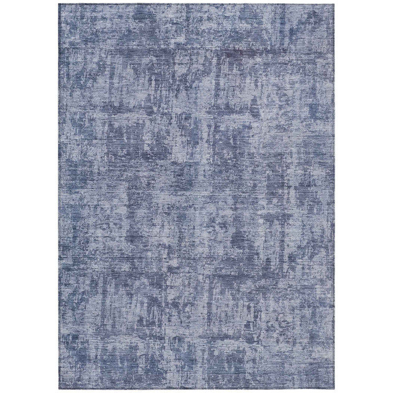 5' X 8' Blue And Ivory Abstract Washable Indoor Outdoor Area Rug