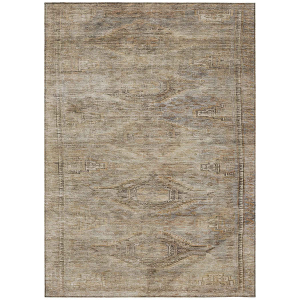 5' X 8' Brown And Taupe Aztec Washable Indoor Outdoor Area Rug