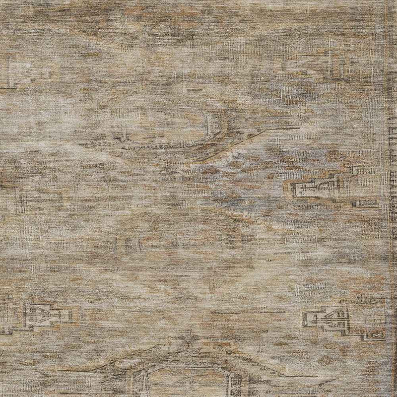 5' X 8' Brown And Taupe Aztec Washable Indoor Outdoor Area Rug