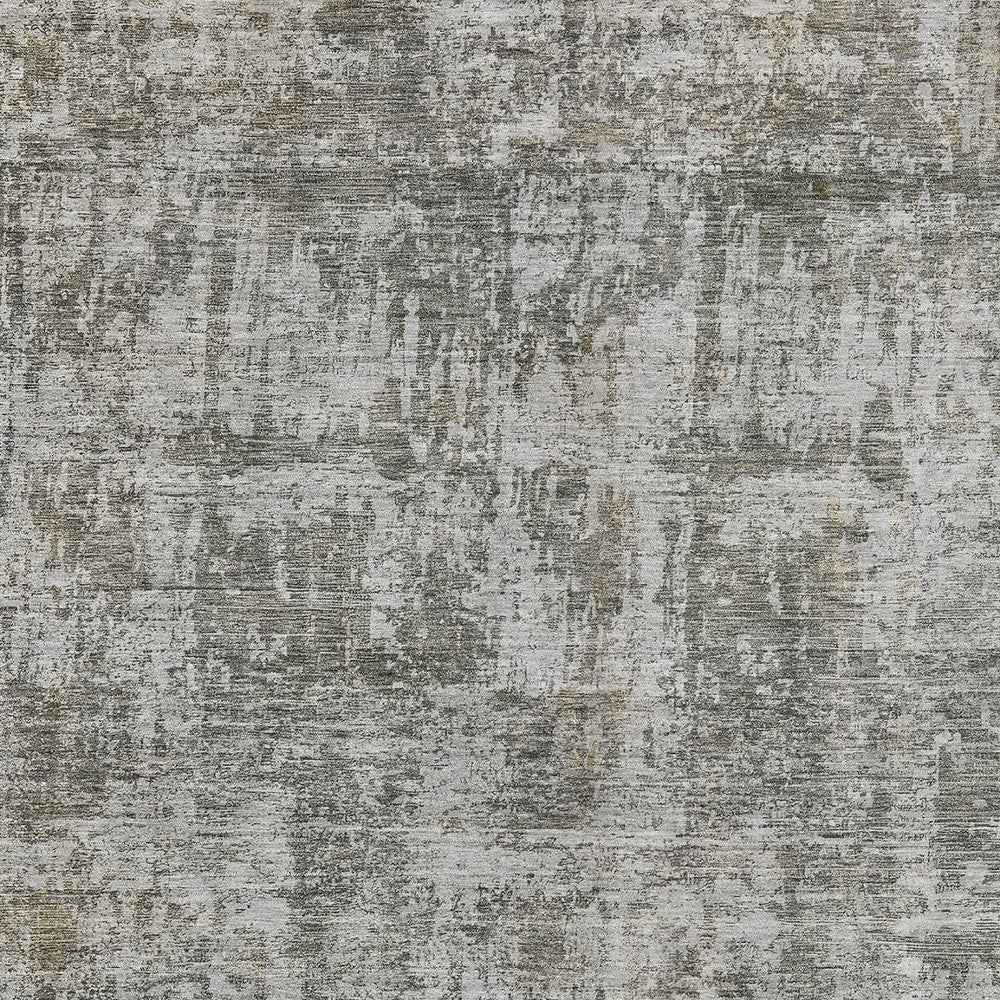 3' X 5' Pewter And Ivory Abstract Washable Indoor Outdoor Area Rug