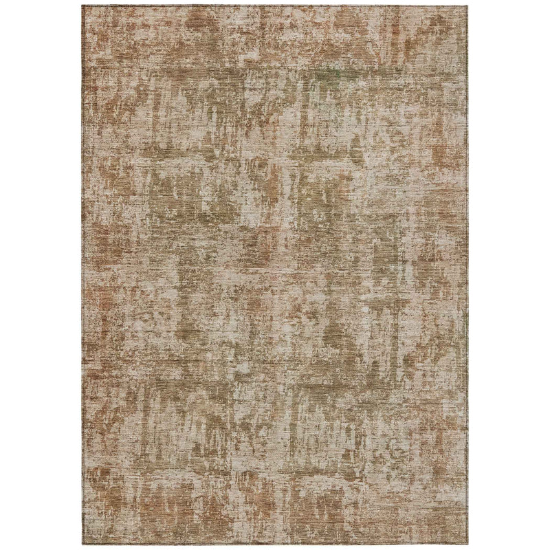 3' X 5' Beige And Copper Abstract Washable Indoor Outdoor Area Rug