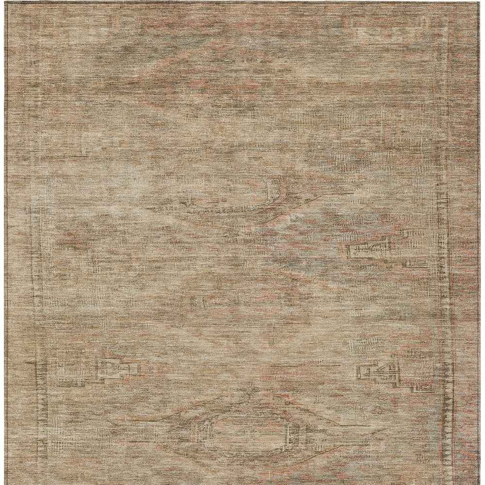 10' X 14' Beige And Taupe Aztec Washable Indoor Outdoor Area Rug