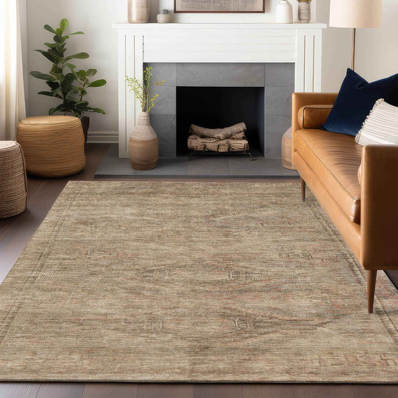10' X 14' Beige And Taupe Aztec Washable Indoor Outdoor Area Rug