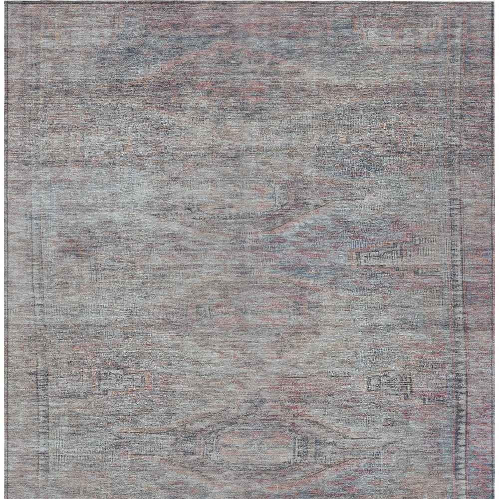 8' X 10' Pewter And Gray Aztec Washable Indoor Outdoor Area Rug