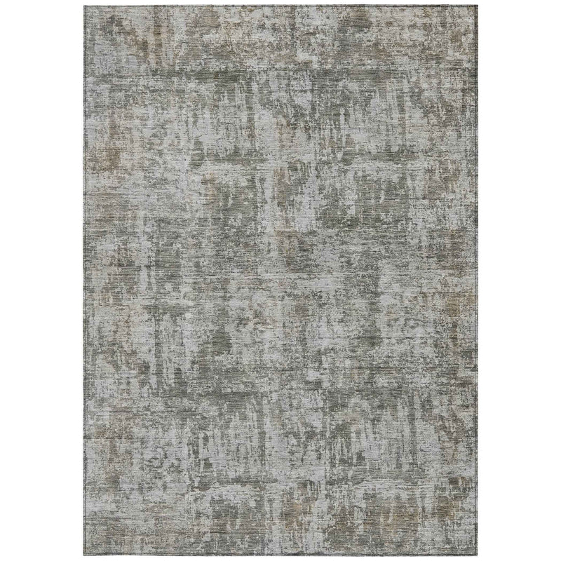 8' X 10' Pewter And Ivory Abstract Washable Indoor Outdoor Area Rug