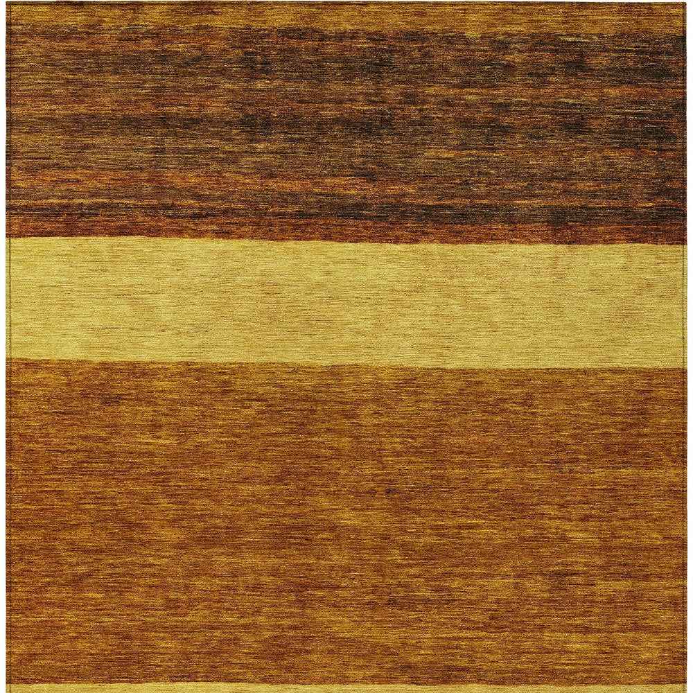 3' X 5' Terra Cotta Gold And Brown Abstract Washable Indoor Outdoor Area Rug
