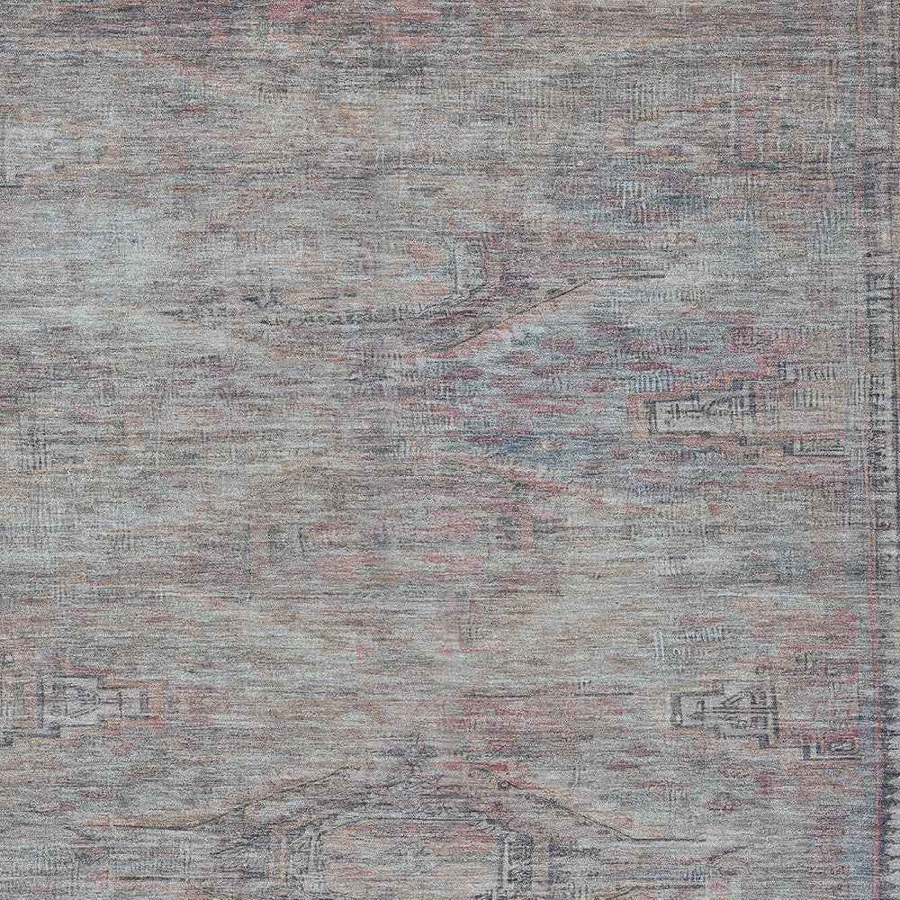 3' X 5' Pewter And Gray Aztec Washable Indoor Outdoor Area Rug