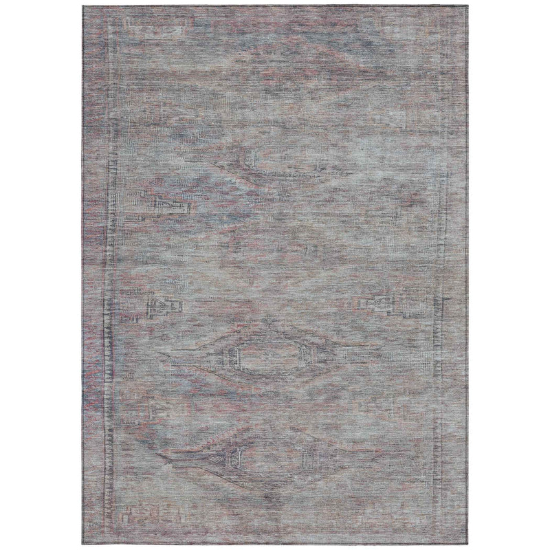3' X 5' Pewter And Gray Aztec Washable Indoor Outdoor Area Rug