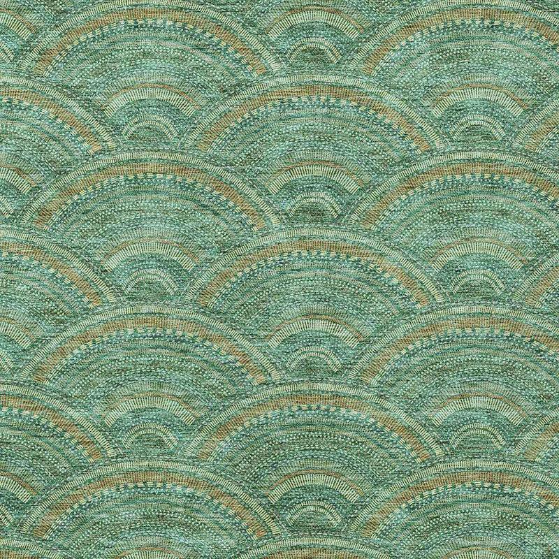 9' X 12' Sage Fern Green And Peach Geometric Washable Indoor Outdoor Area Rug