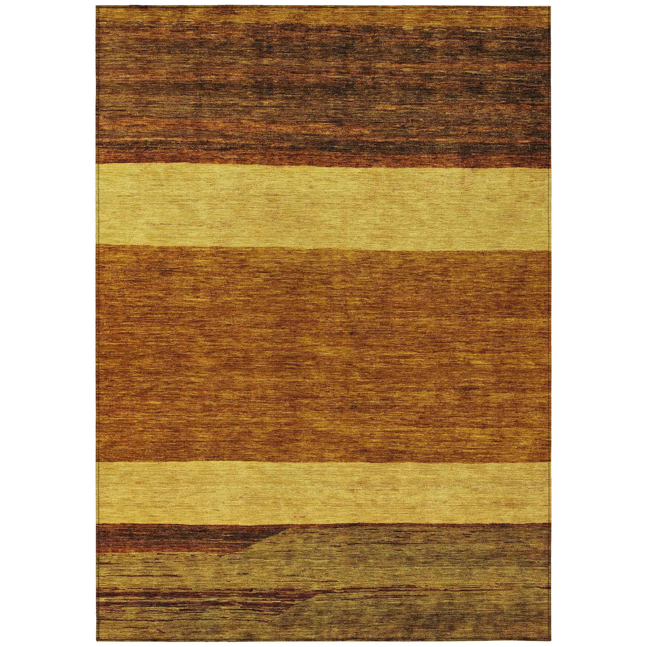 8' X 10' Terra Cotta Gold And Brown Abstract Washable Indoor Outdoor Area Rug