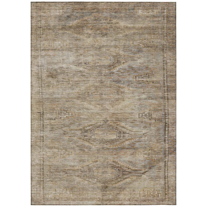 8' X 10' Brown And Taupe Aztec Washable Indoor Outdoor Area Rug