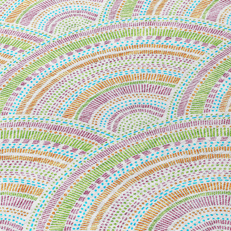 8' X 10' Pearl Orange And Purple Geometric Washable Indoor Outdoor Area Rug