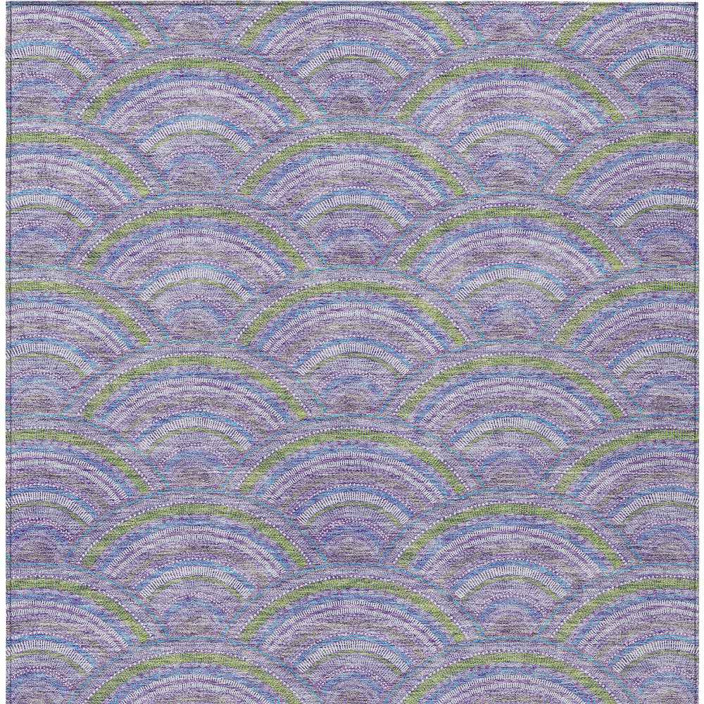 3' X 5' Lavender Sage And Ivory Geometric Washable Indoor Outdoor Area Rug