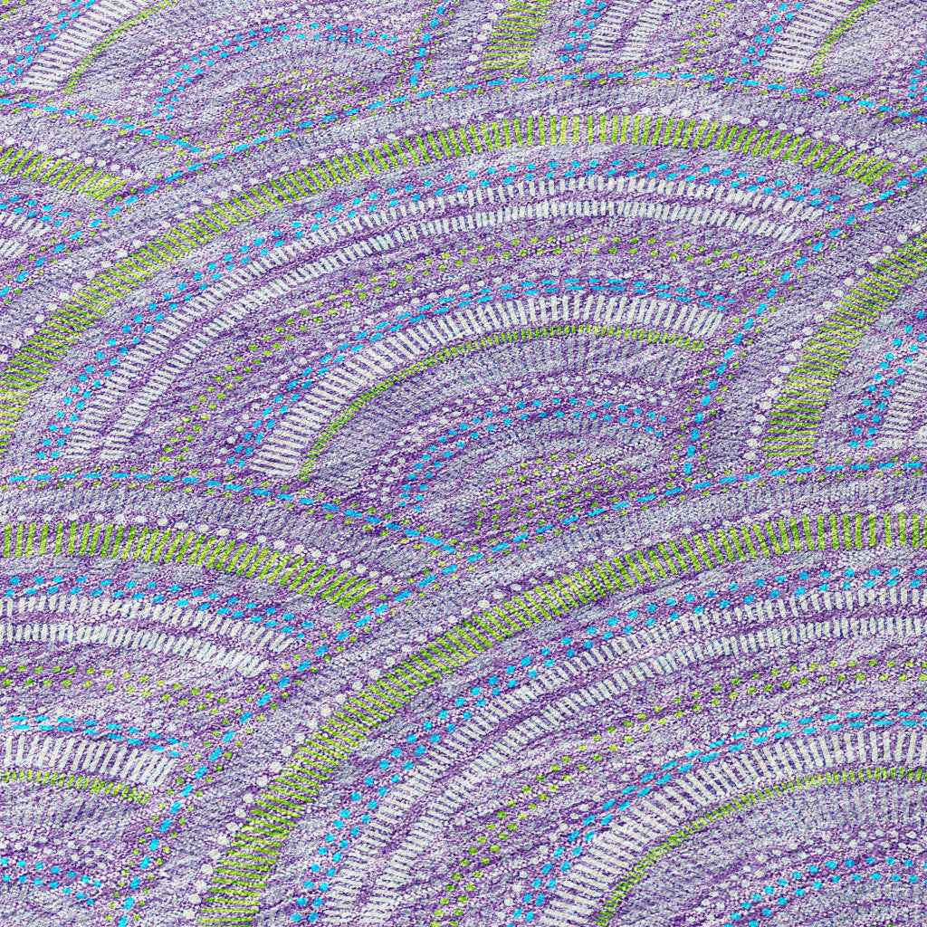 5' X 8' Lavender Sage And Ivory Geometric Washable Indoor Outdoor Area Rug