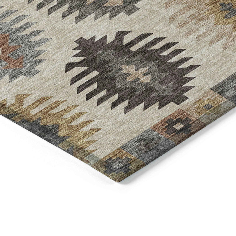8' X 10' Beige Copper And Gray Southwestern Washable Indoor Outdoor Area Rug