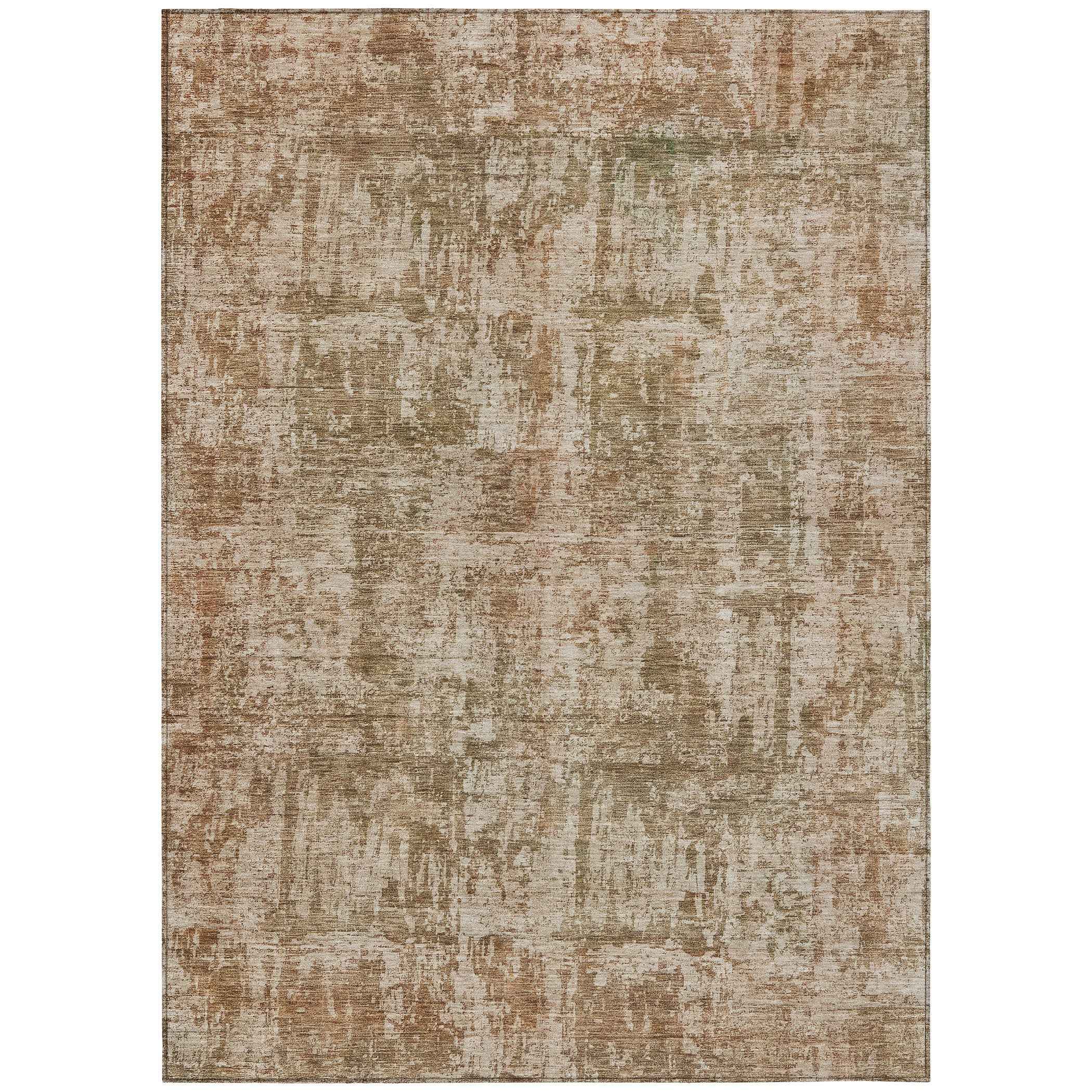 8' X 10' Beige And Copper Abstract Washable Indoor Outdoor Area Rug