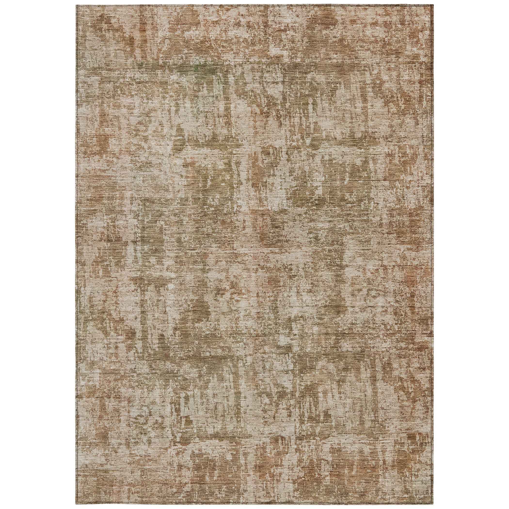 8' X 10' Beige And Copper Abstract Washable Indoor Outdoor Area Rug