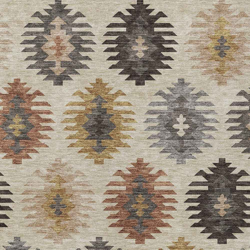 8' X 10' Beige Copper And Gray Southwestern Washable Indoor Outdoor Area Rug