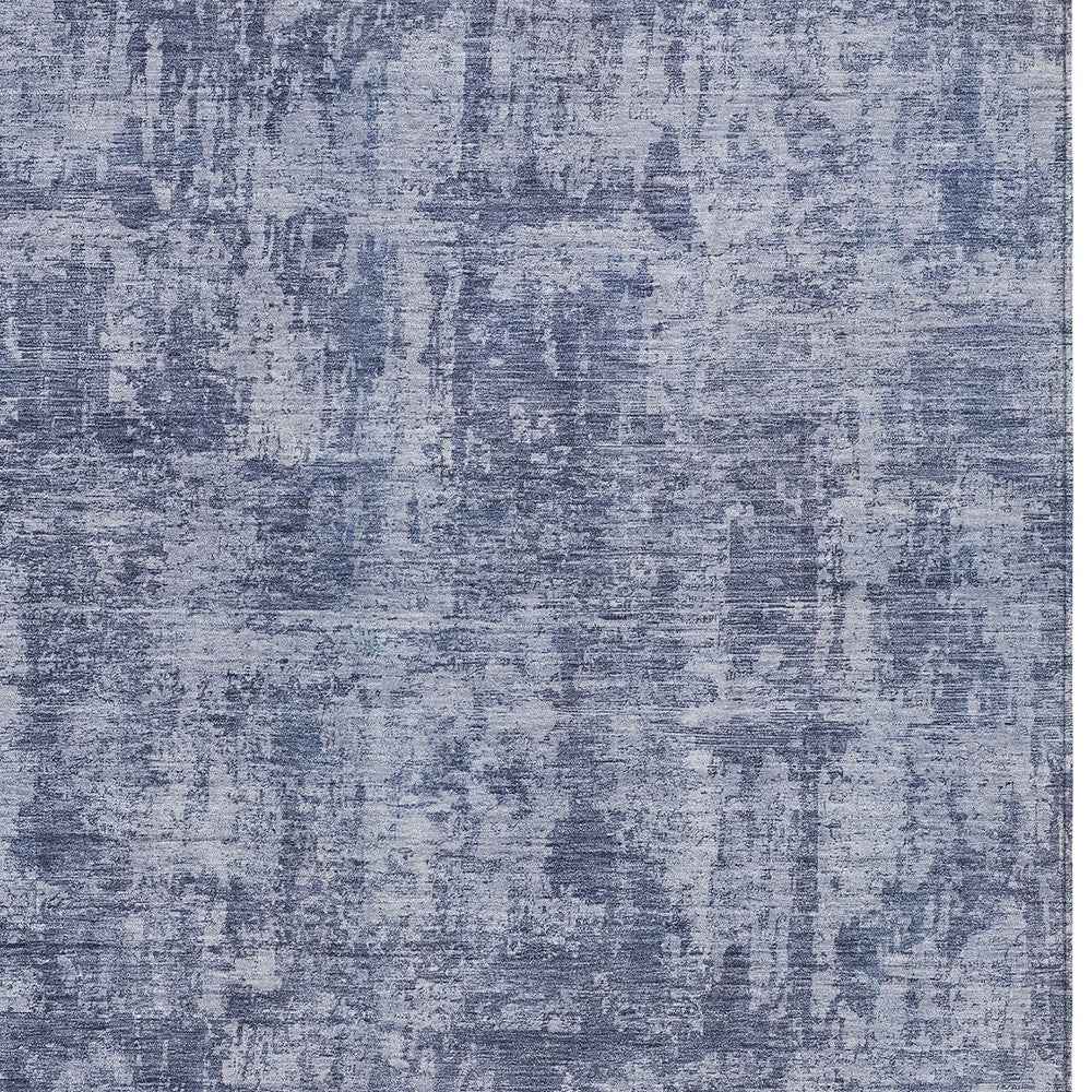 8' X 10' Blue And Ivory Abstract Washable Indoor Outdoor Area Rug