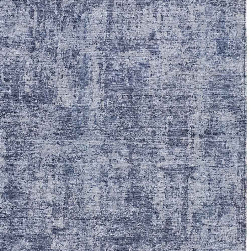 8' X 10' Blue And Ivory Abstract Washable Indoor Outdoor Area Rug