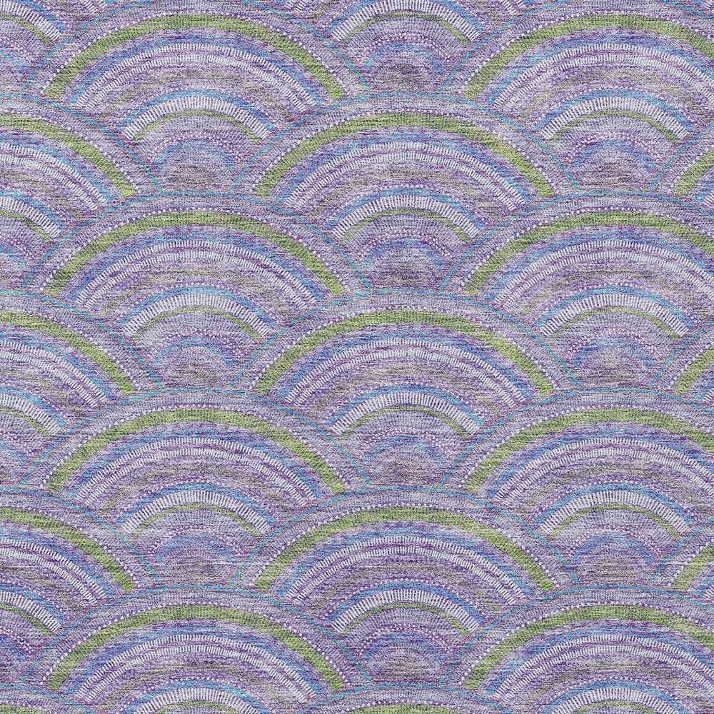 9' X 12' Lavender Sage And Ivory Geometric Washable Indoor Outdoor Area Rug