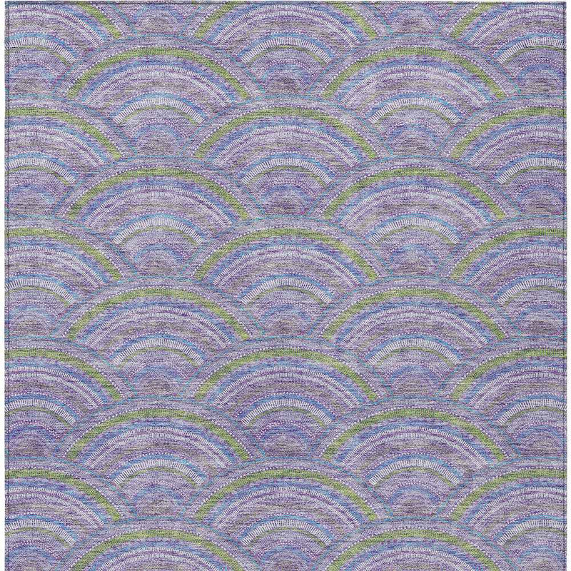 9' X 12' Lavender Sage And Ivory Geometric Washable Indoor Outdoor Area Rug