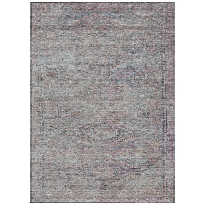 5' X 8' Pewter And Gray Aztec Washable Indoor Outdoor Area Rug