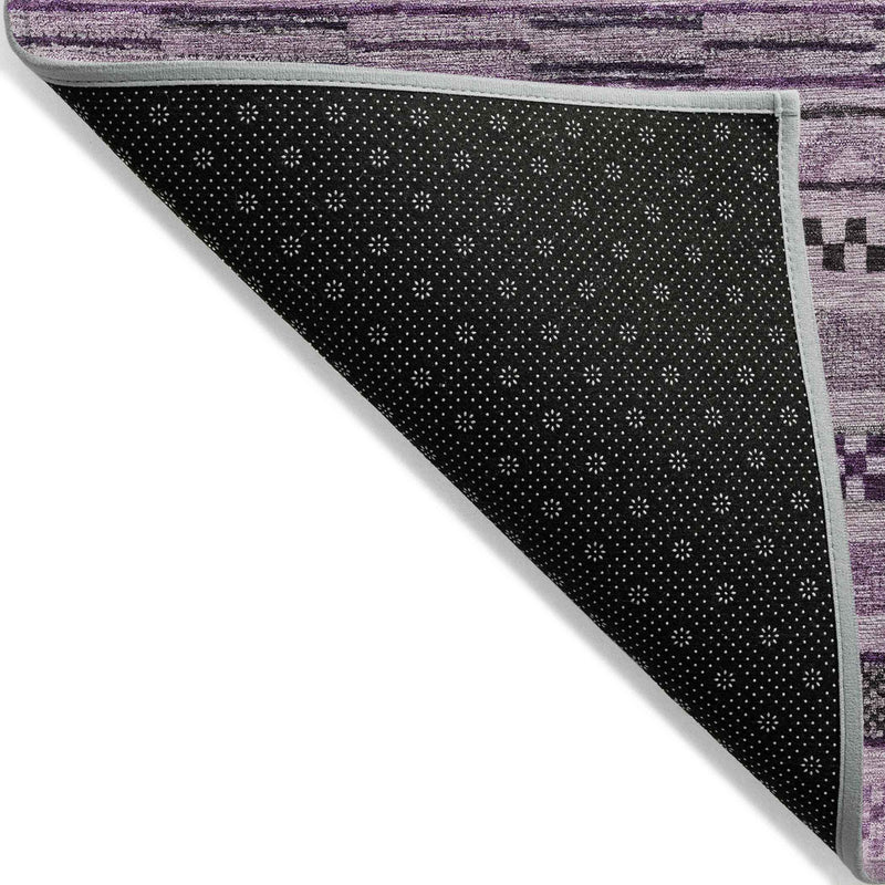 3' X 5' Plum And Lilac Striped Washable Indoor Outdoor Area Rug