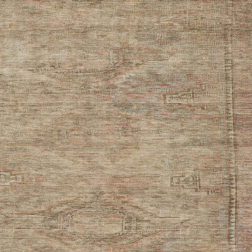 9' X 12' Beige And Taupe Aztec Washable Indoor Outdoor Area Rug