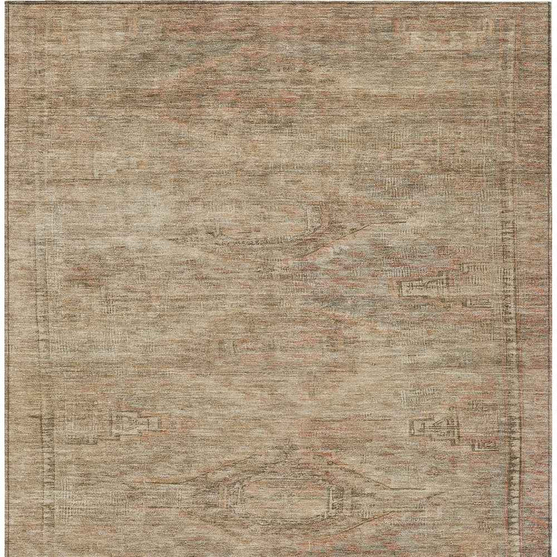 9' X 12' Beige And Taupe Aztec Washable Indoor Outdoor Area Rug