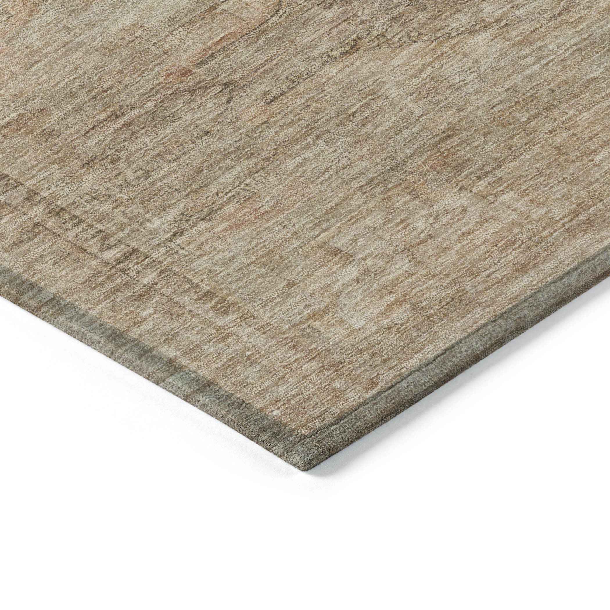 9' X 12' Beige And Taupe Aztec Washable Indoor Outdoor Area Rug