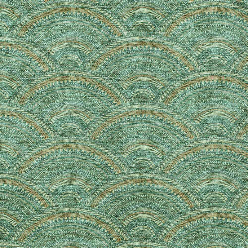 8' X 10' Sage Fern Green And Peach Geometric Washable Indoor Outdoor Area Rug