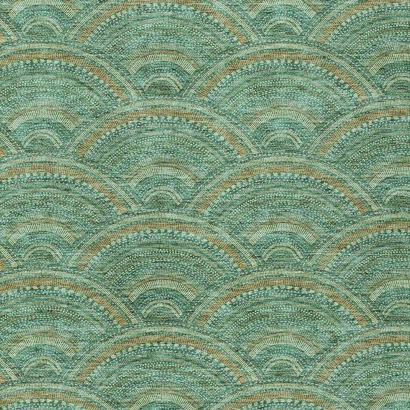 10' X 14' Sage Fern Green And Peach Geometric Washable Indoor Outdoor Area Rug