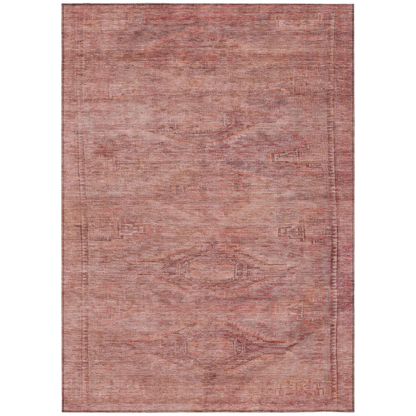 9' X 12' Terra Cotta And Salmon Aztec Washable Indoor Outdoor Area Rug