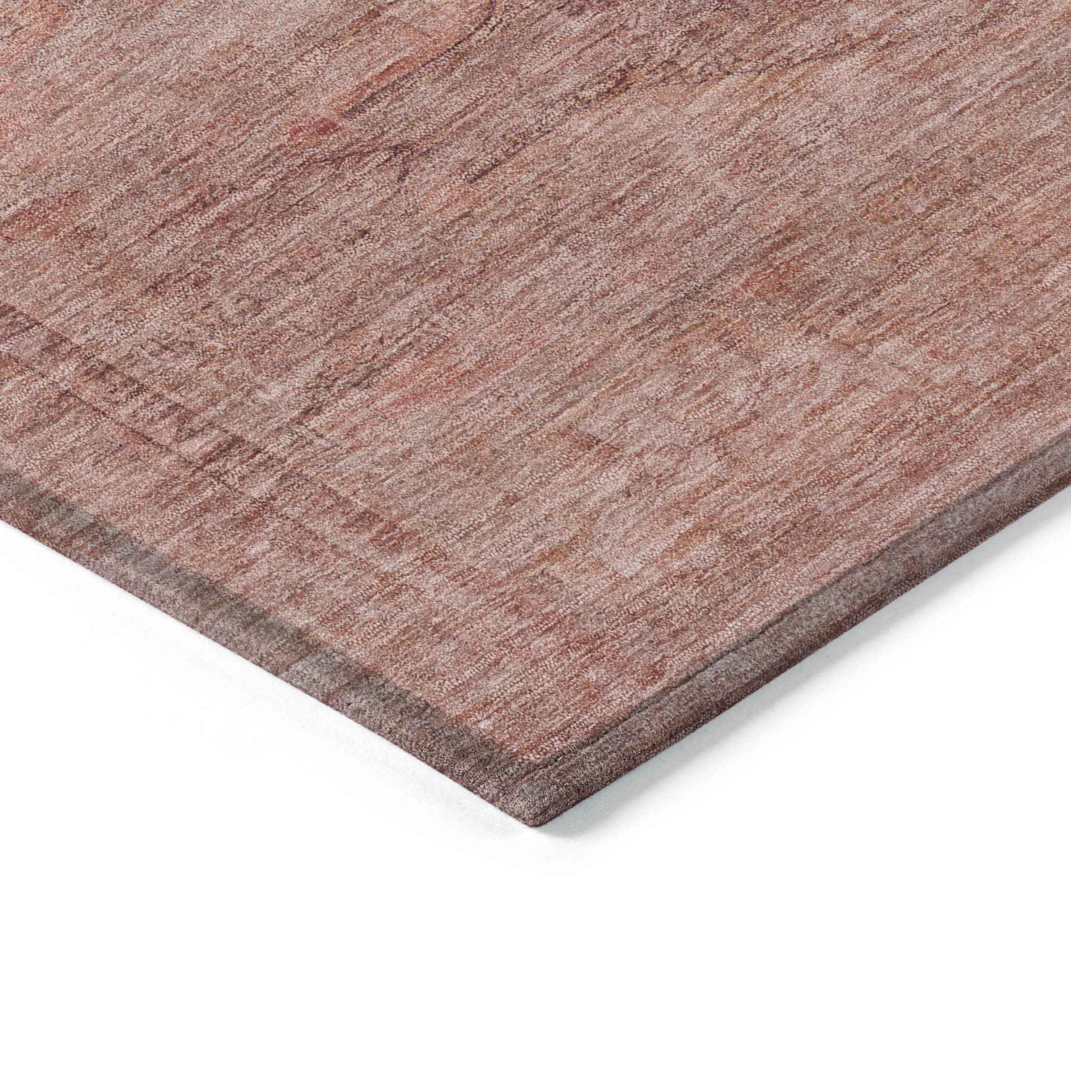 9' X 12' Terra Cotta And Salmon Aztec Washable Indoor Outdoor Area Rug