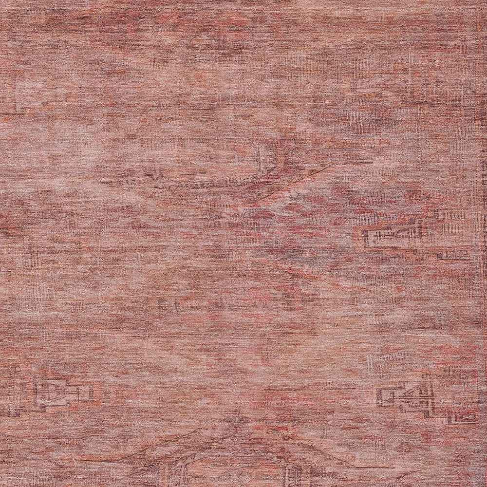 9' X 12' Terra Cotta And Salmon Aztec Washable Indoor Outdoor Area Rug