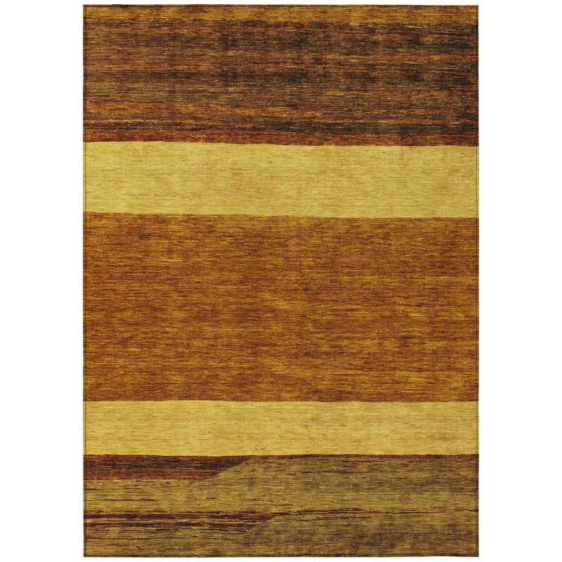 9' X 12' Terra Cotta Gold And Brown Abstract Washable Indoor Outdoor Area Rug