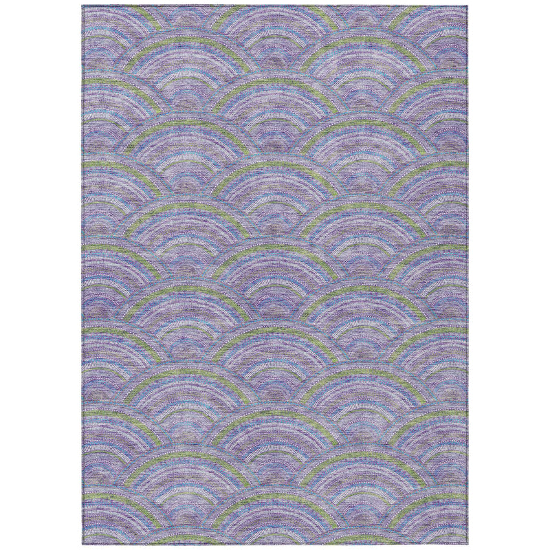 8' X 10' Lavender Sage And Ivory Geometric Washable Indoor Outdoor Area Rug