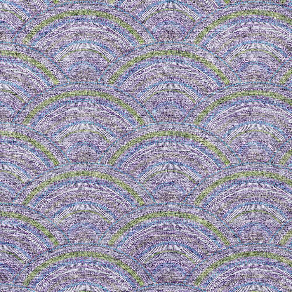 8' X 10' Lavender Sage And Ivory Geometric Washable Indoor Outdoor Area Rug