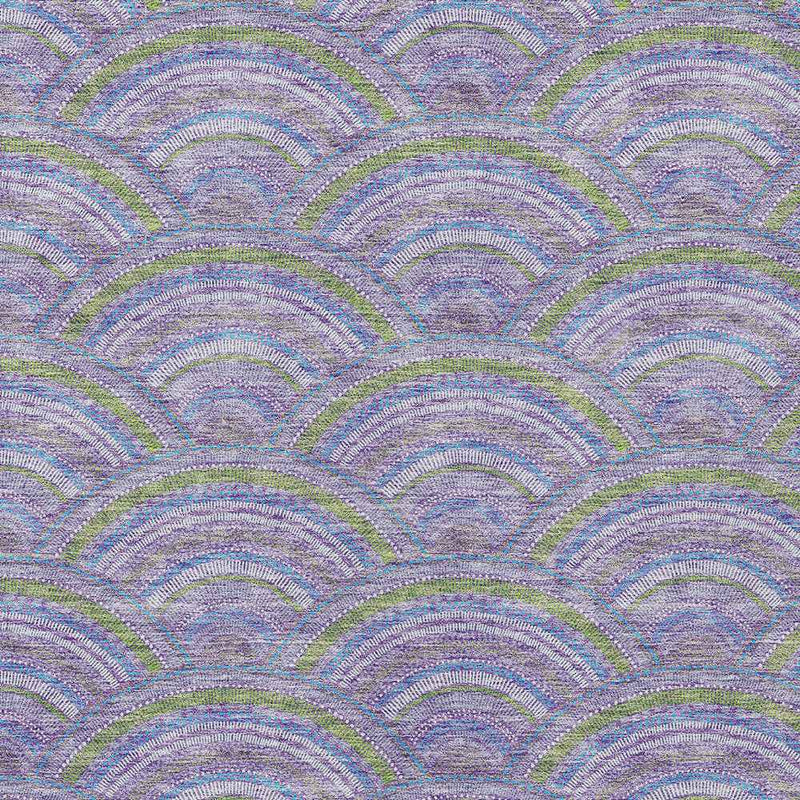 8' X 10' Lavender Sage And Ivory Geometric Washable Indoor Outdoor Area Rug