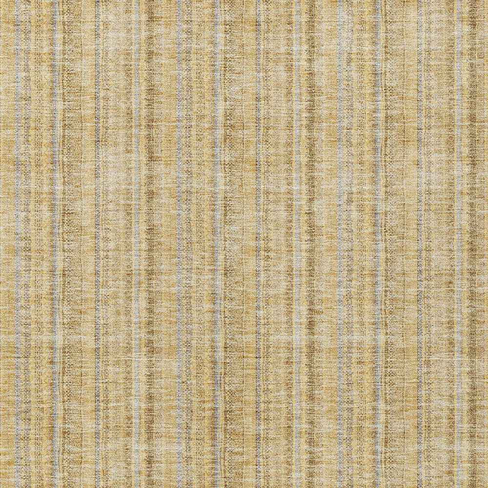 8' X 10' Wheat Gold And Gray Striped Washable Indoor Outdoor Area Rug