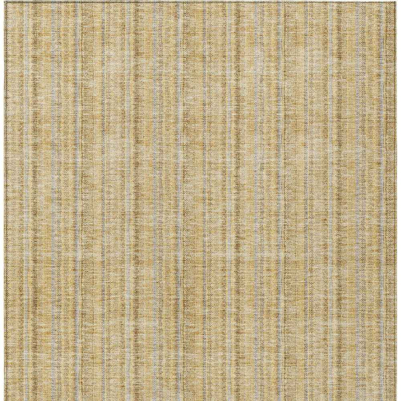 8' X 10' Wheat Gold And Gray Striped Washable Indoor Outdoor Area Rug