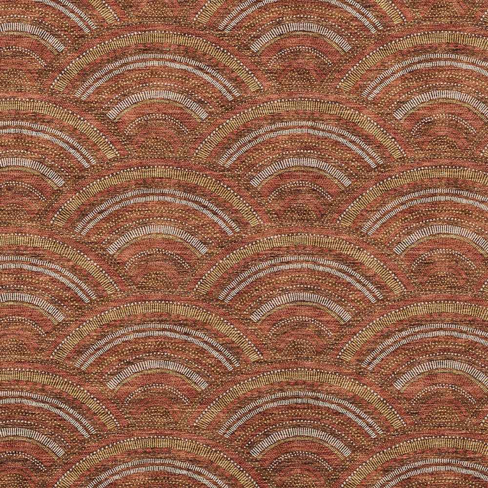 8' X 10' Orange Gold And Ivory Geometric Washable Indoor Outdoor Area Rug