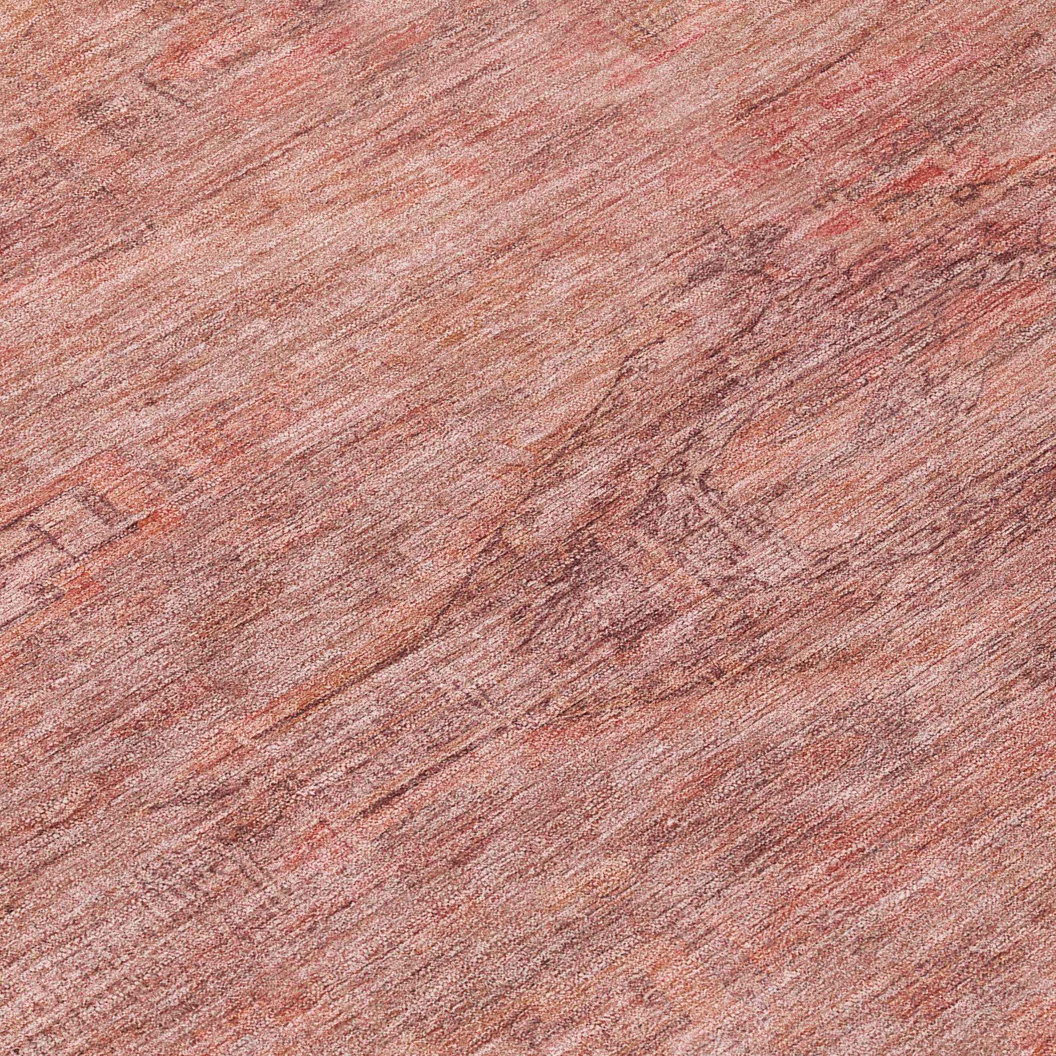 8' Terra Cotta And Salmon Round Aztec Washable Indoor Outdoor Area Rug