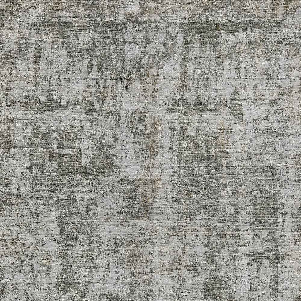 5' X 8' Pewter And Ivory Abstract Washable Indoor Outdoor Area Rug