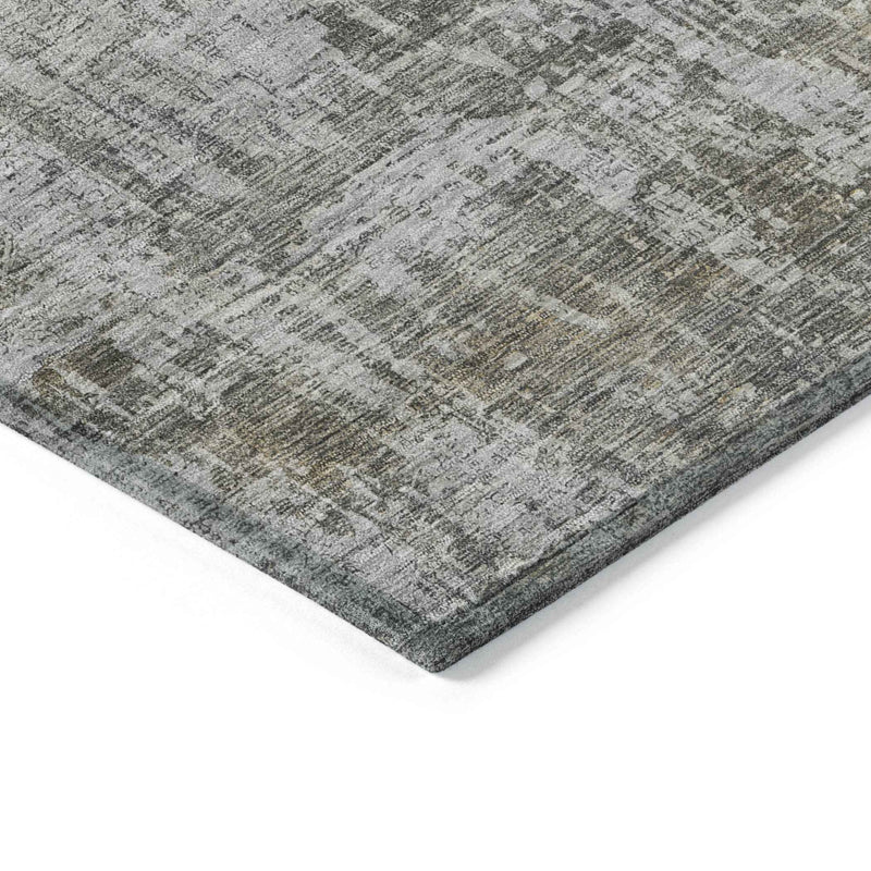 5' X 8' Pewter And Ivory Abstract Washable Indoor Outdoor Area Rug