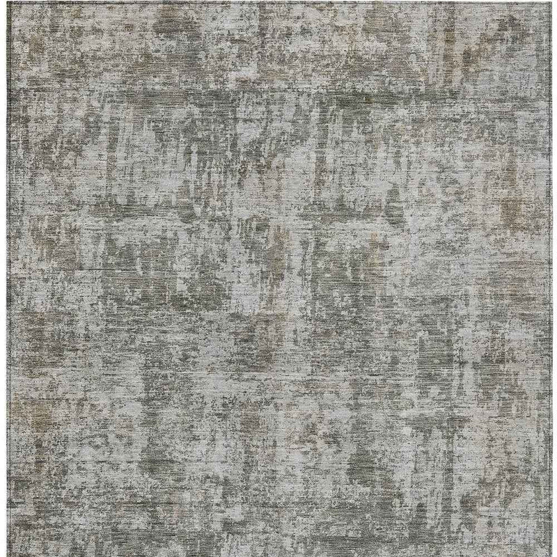 5' X 8' Pewter And Ivory Abstract Washable Indoor Outdoor Area Rug