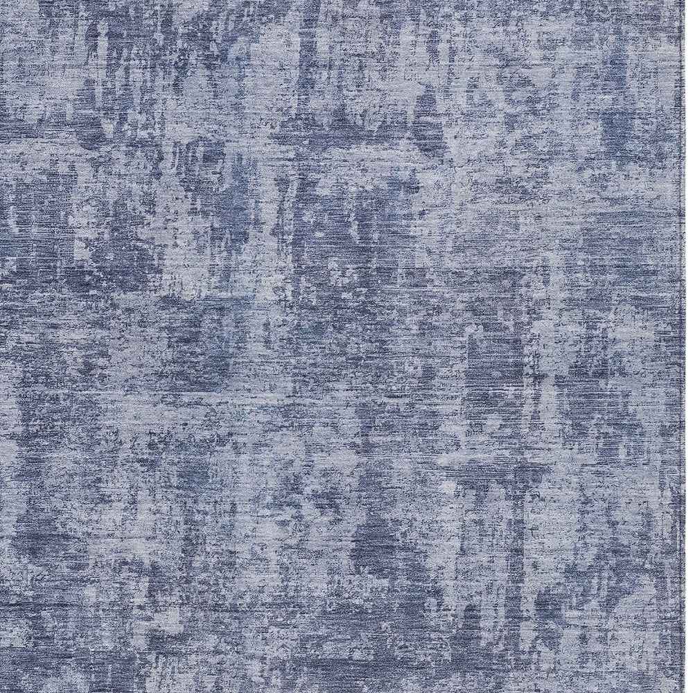 10' X 14' Blue And Ivory Abstract Washable Indoor Outdoor Area Rug
