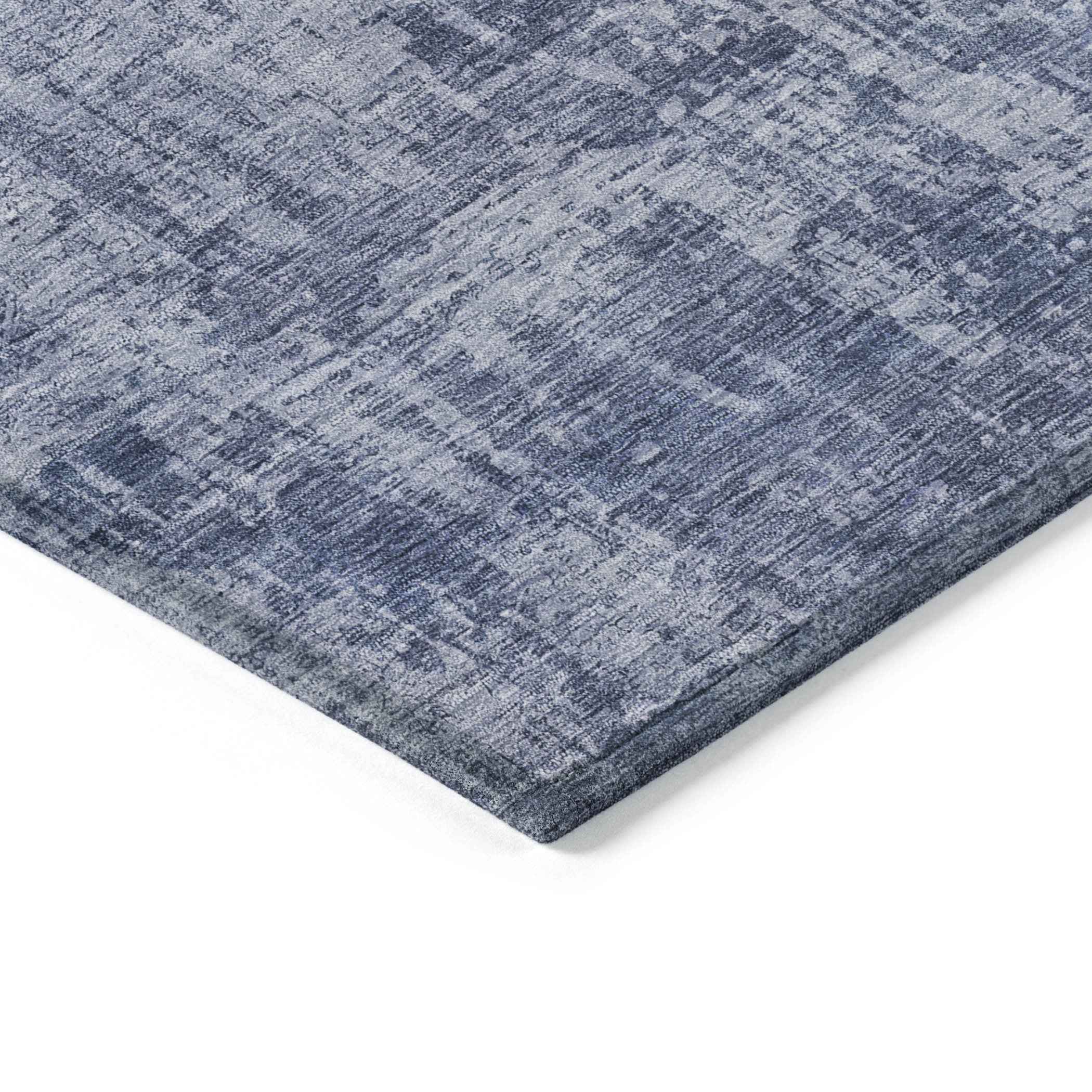 10' X 14' Blue And Ivory Abstract Washable Indoor Outdoor Area Rug