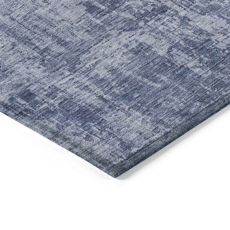10' X 14' Blue And Ivory Abstract Washable Indoor Outdoor Area Rug